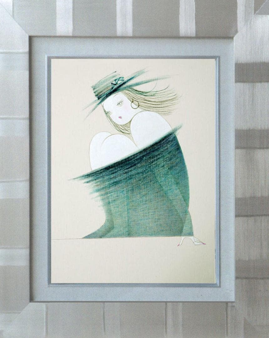 油絵 絵 絵画 インテリア 額付(黒) F6-080114 人物 女性像