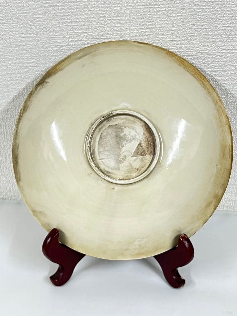 中国古美術　宋時代定窯白磁花卉•鶴紋皿；BL1-7