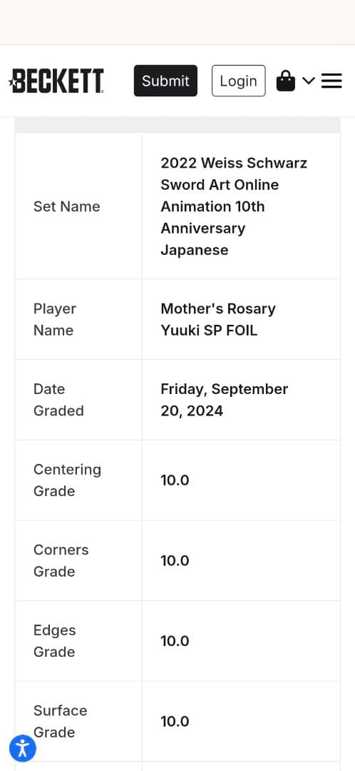 【BGS10】ヴァイス　ソードアート・オンライン　ユウキ　黒ラベル　サインsp