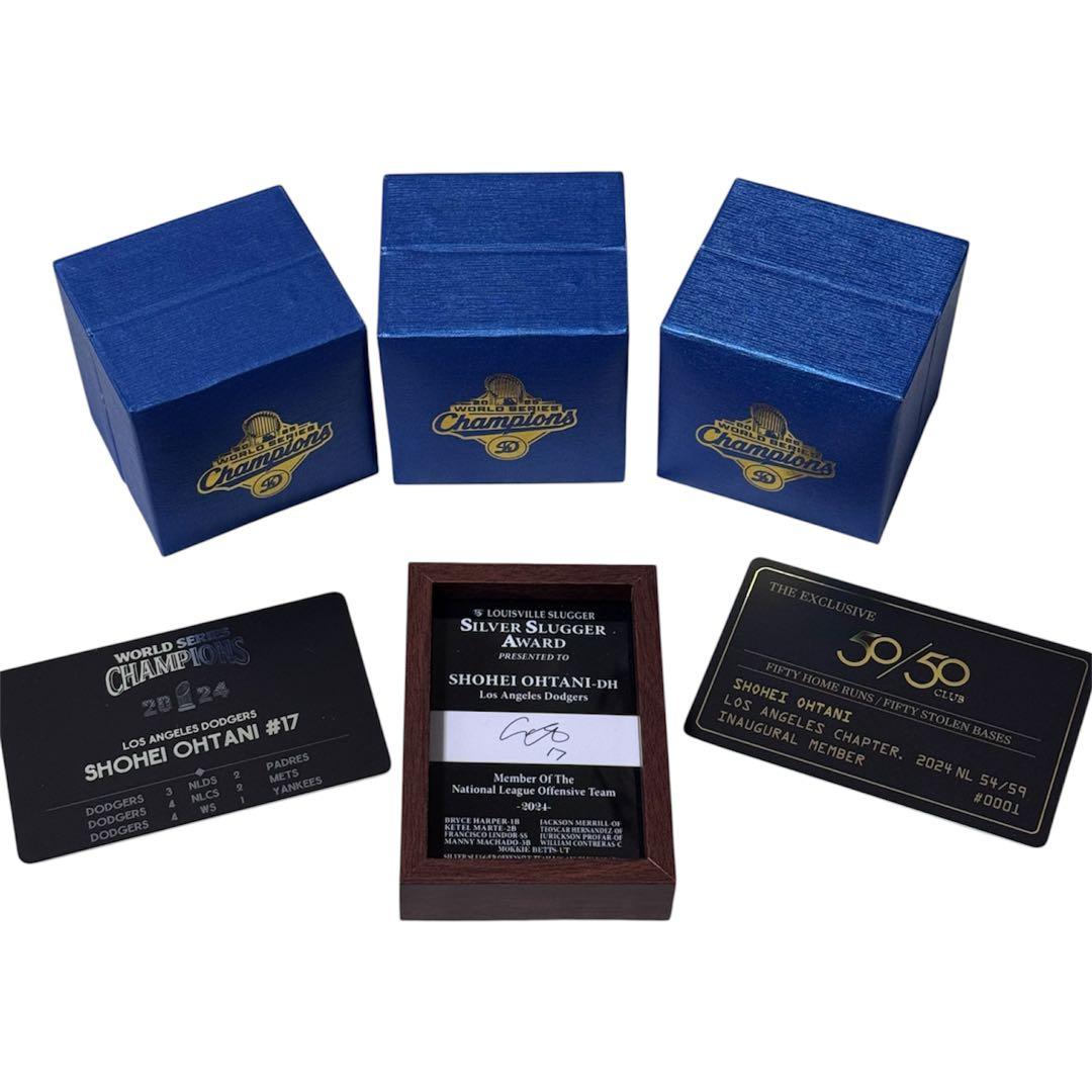 非売品 ドジャース 大谷翔平 チャンピオンリング3種ケース＆台座＆カードセット