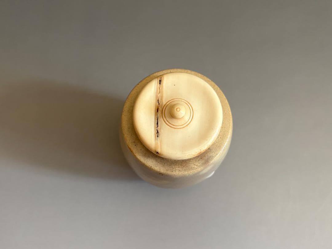 松林豊斎　朝日焼　鹿背肩衝茶入　眼鏡仕服　茶道具