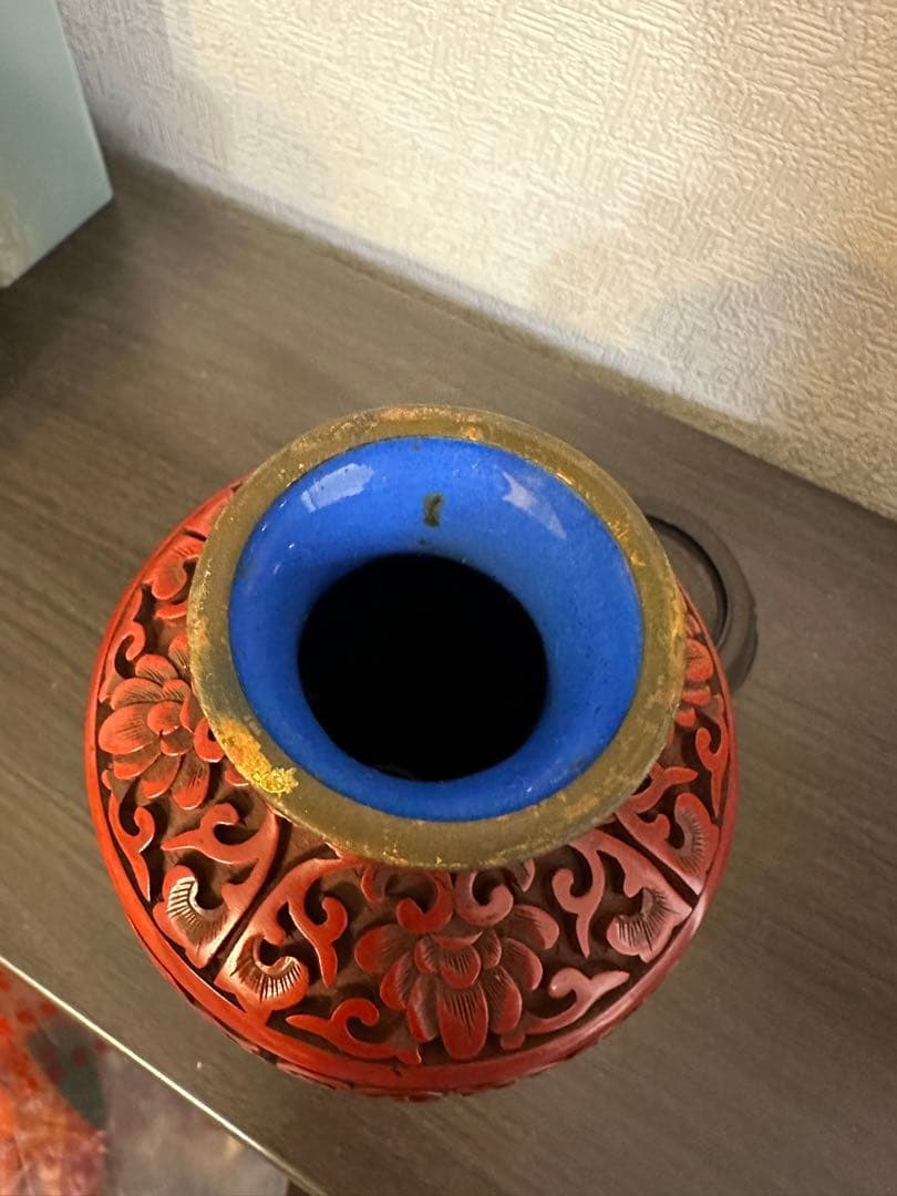 堆朱，中国，剔红，清時代，骨董，花瓶，摆件，置物