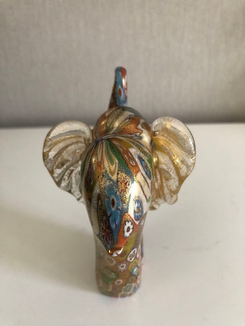 【レア 新品】ベネチアングラス ムラーノ 縁起物の象 (金彩)置物