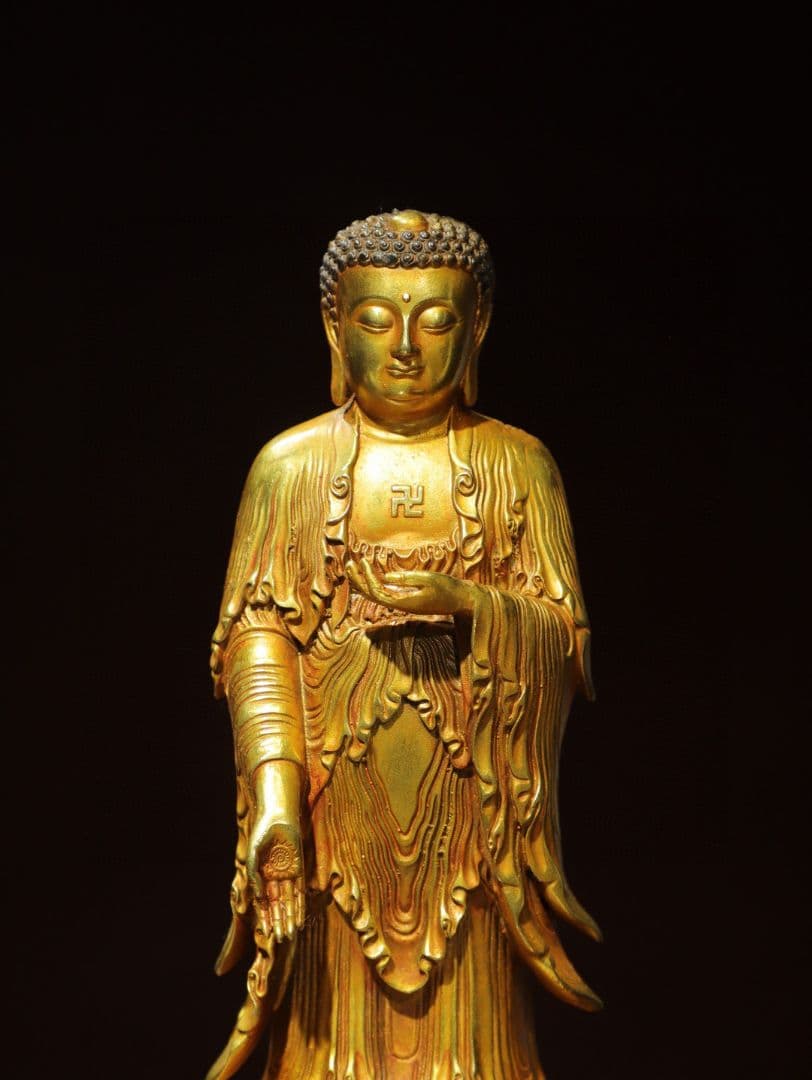 仏教美術 鎏金阿弥陀仏駅像 釈迦牟尼仏像 家内仏堂 供仏 置物