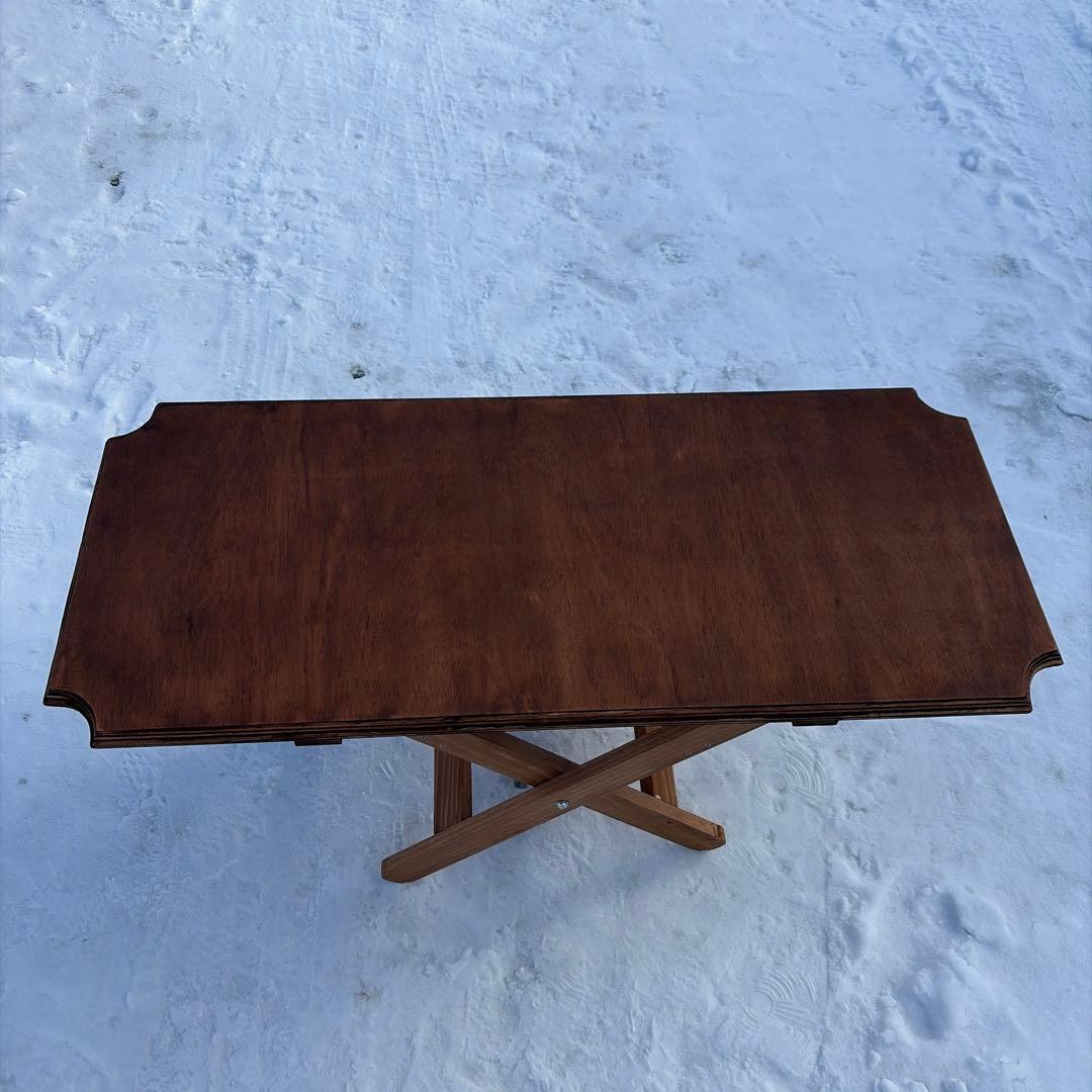 キャンプテーブル　ローテーブル　ハンドメイド　折り畳み　無骨　ソロキャンプ