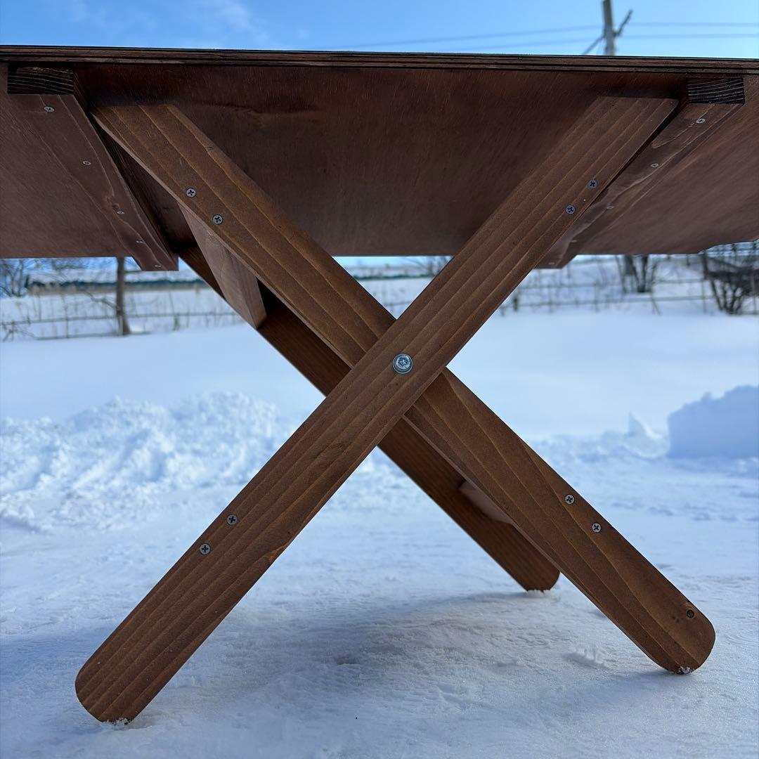 キャンプテーブル　ローテーブル　ハンドメイド　折り畳み　無骨　ソロキャンプ