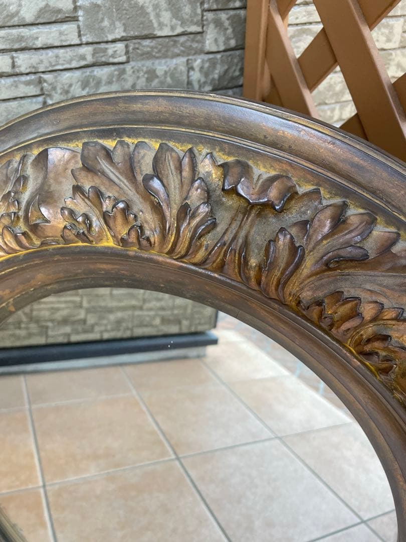 オランダ製　アンティーク　レア　ドームガラス　大きな　オーバル　フレーム　大型