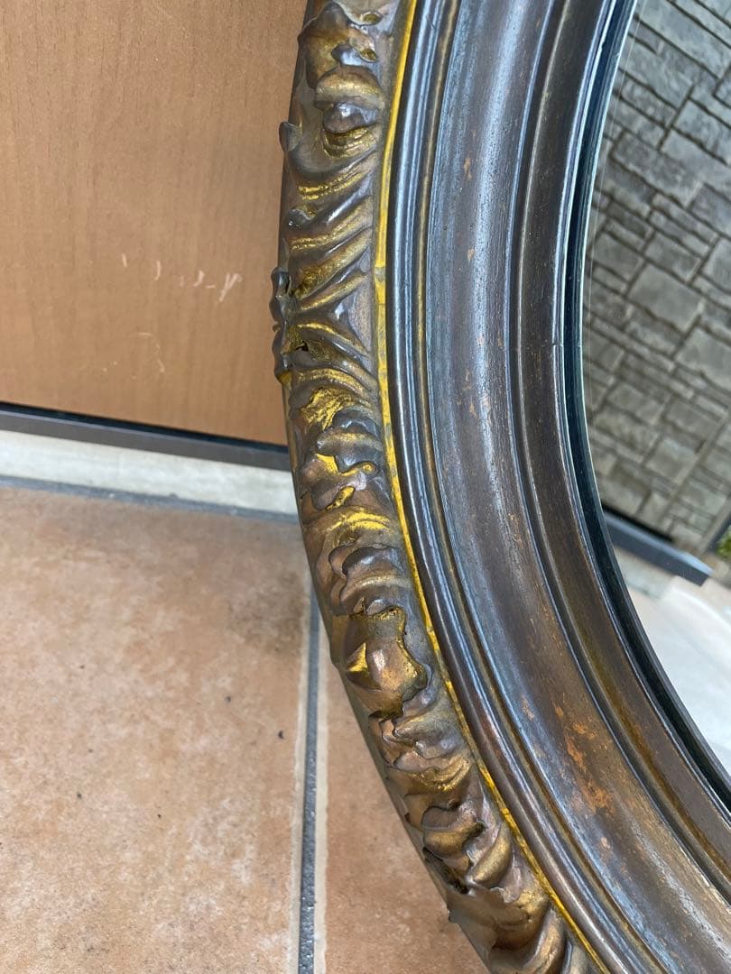 オランダ製　アンティーク　レア　ドームガラス　大きな　オーバル　フレーム　大型