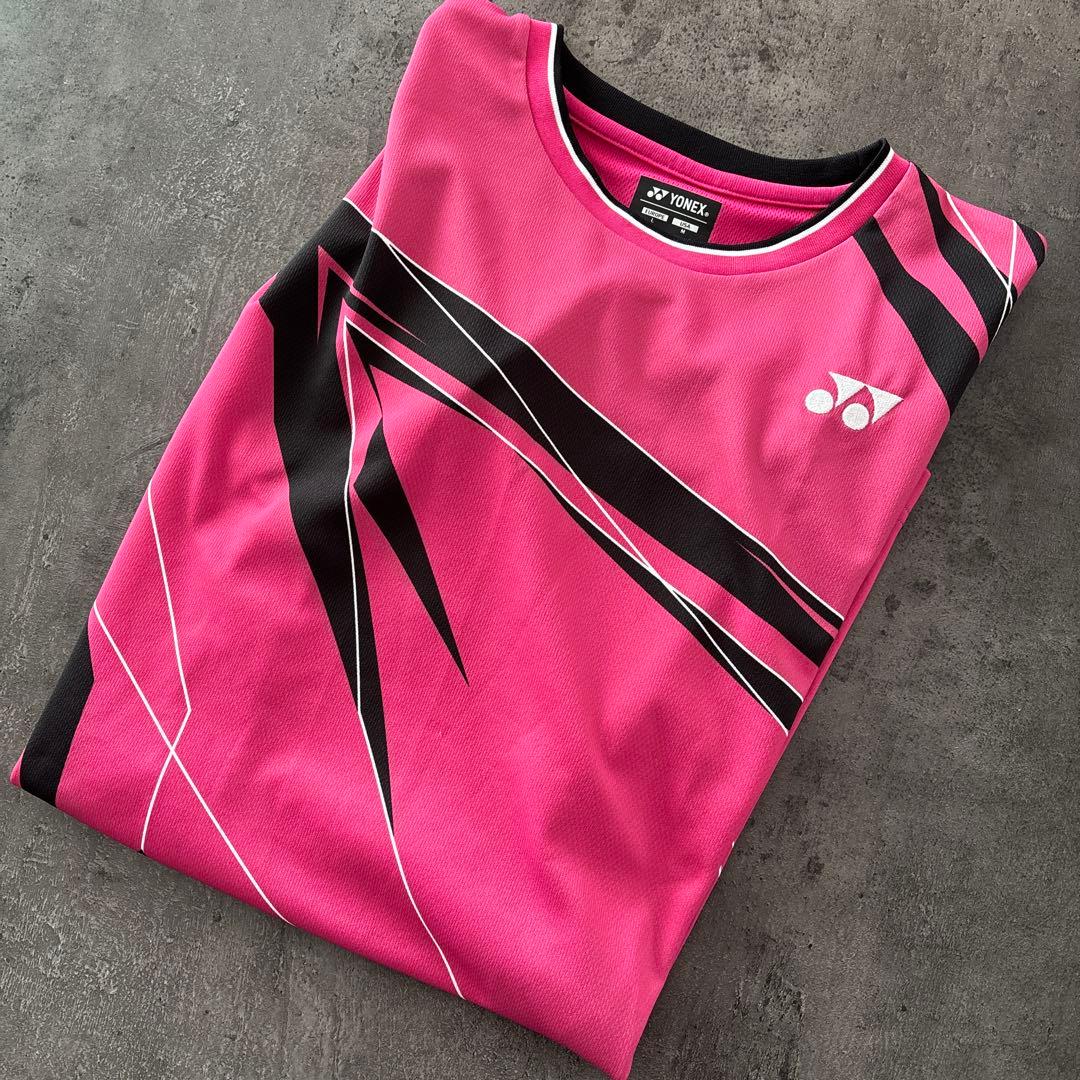 \美品/ YONEX ピンク ゲームシャツ Oサイズ