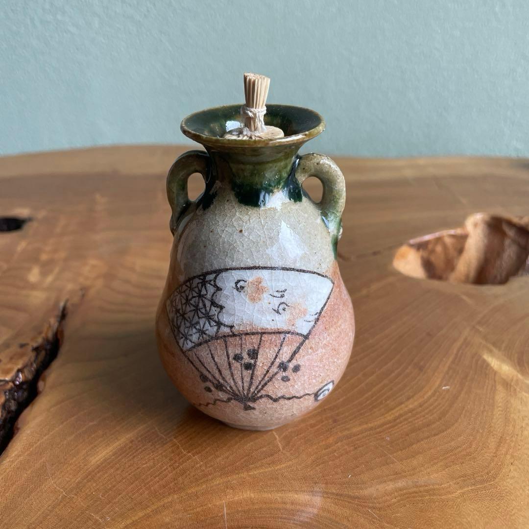 織部焼 茶入 菊泉窯 國中源彦作 茶道具 共箱