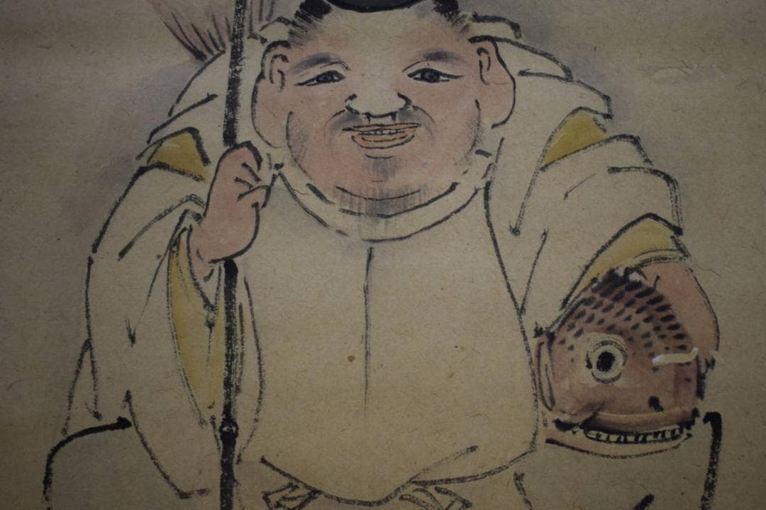 真作/森寛斎/恵比寿図/恵比須図/布袋屋掛軸HH-206