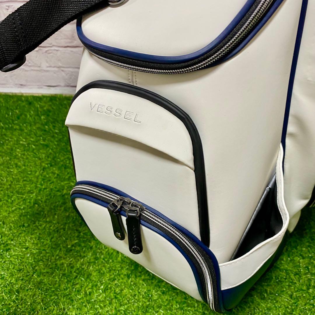 Vessel ベゼル キャディバッグ ホワイト ネイビー 白 ゴルフバッグ