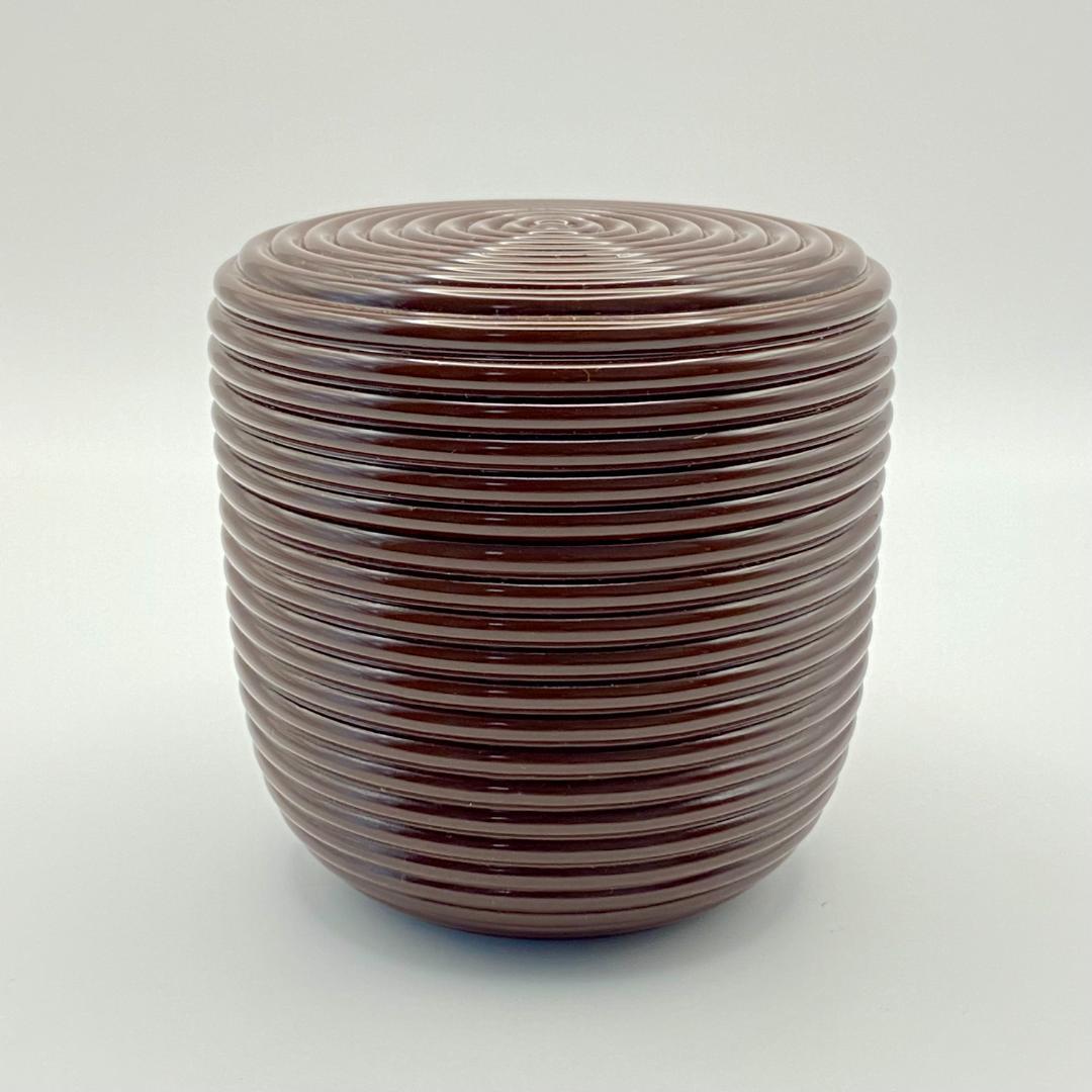 大棗 潤塗 独楽筋　中谷秀斉　共箱入　茶道具　薄茶器　漆芸　伝統工芸品