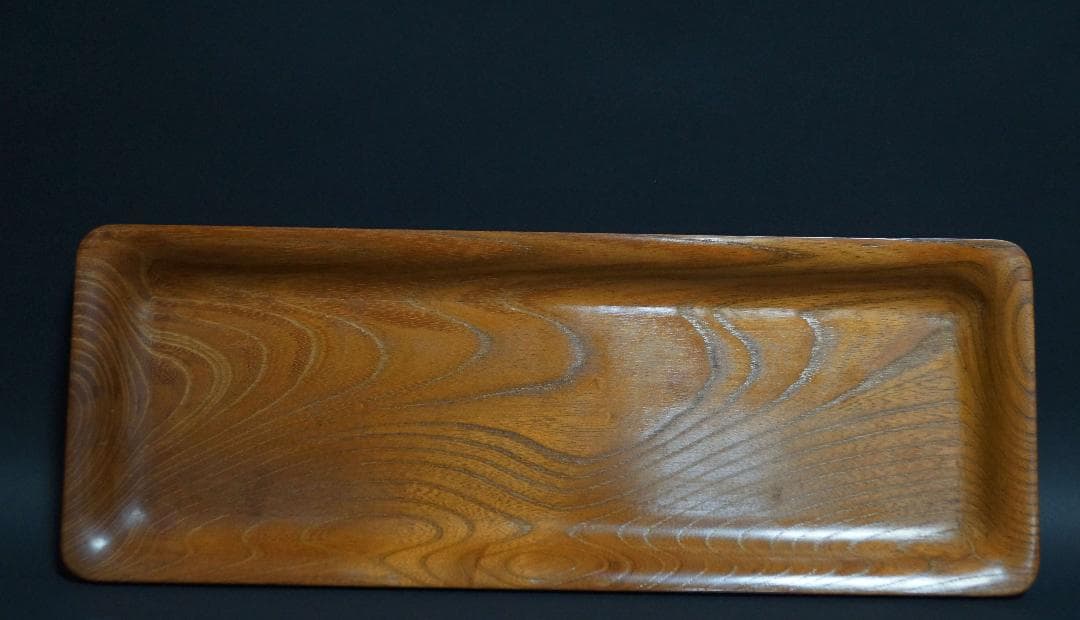 木製 欅製 長方盆 刳り貫き 煎茶盆 / 煎茶道具