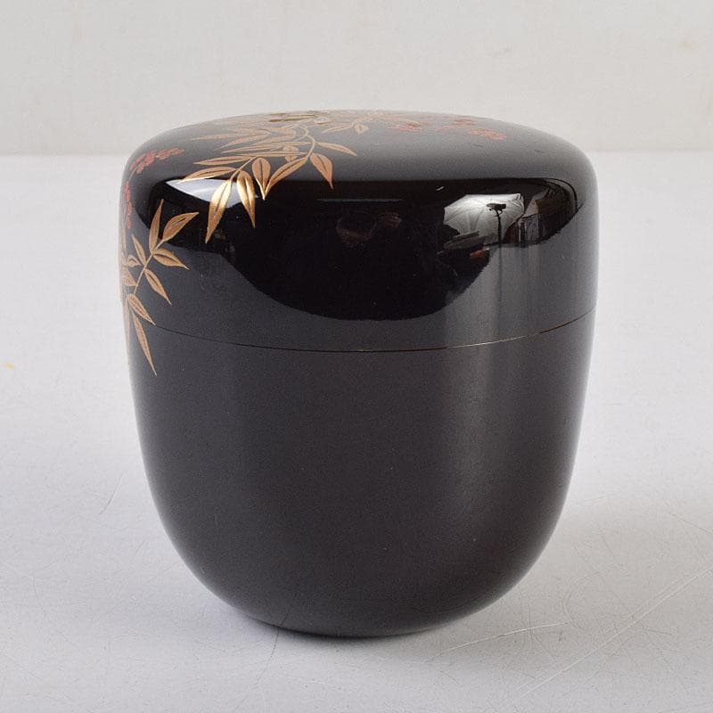 オオシモ　田中宗凌作　螺鈿装飾　縁金　南天　中棗　共箱　M　R9290