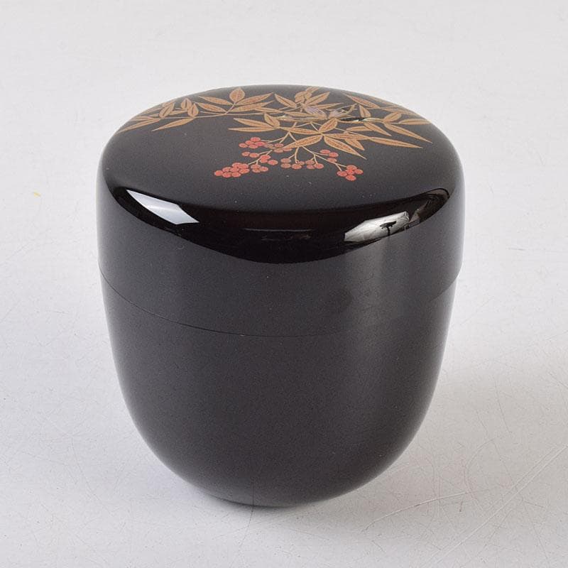 オオシモ　田中宗凌作　螺鈿装飾　縁金　南天　中棗　共箱　M　R9290