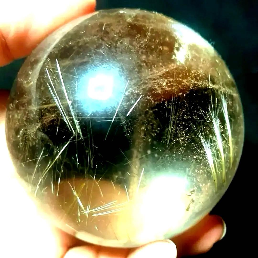 超大玉　70mm ゴールドルチルクォーツ　金針水晶　パワーストーン