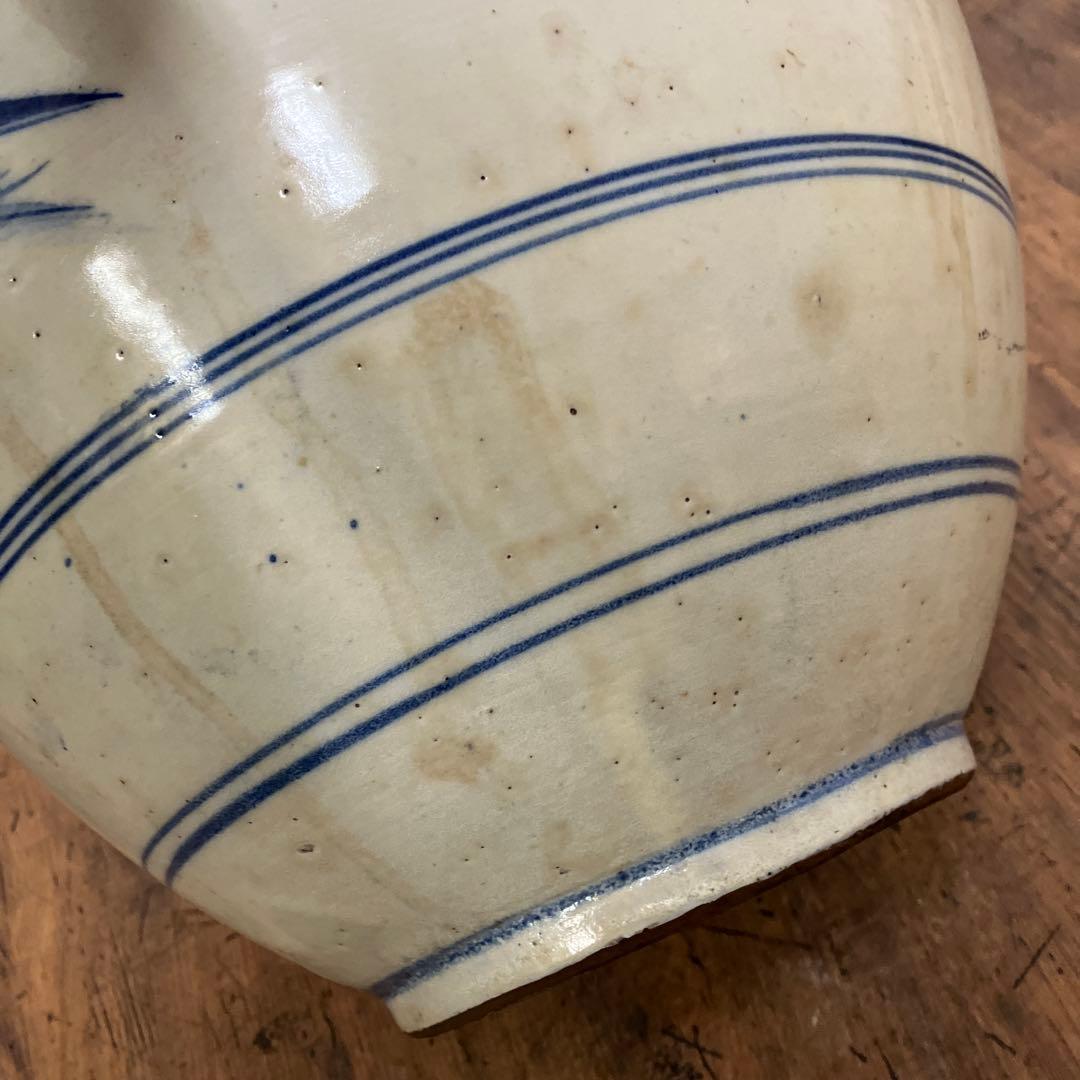 C-5 昭和レトロ 特大 染付 山水画 飾り壺 花瓶 骨董 古美術 インテリア