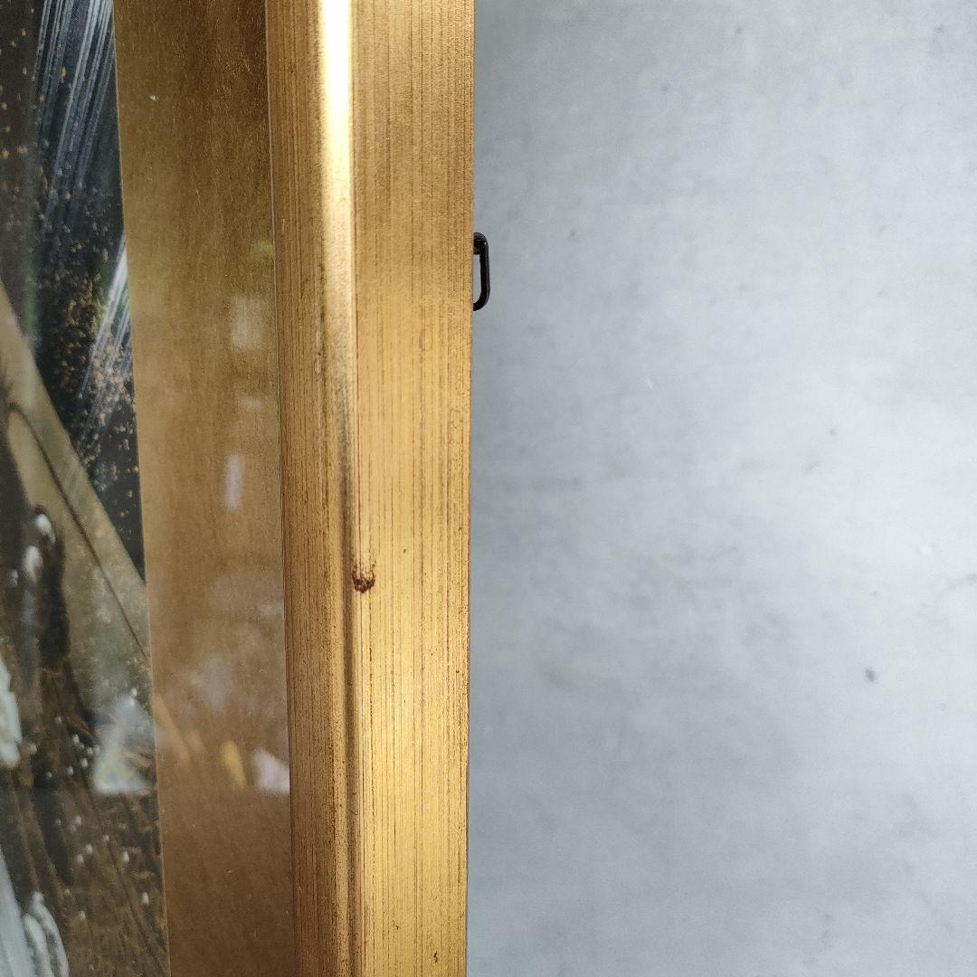 額に傷や汚れあり あいはら友子 『黒バックに黄金富士に金の昇り龍』開運絵画6号