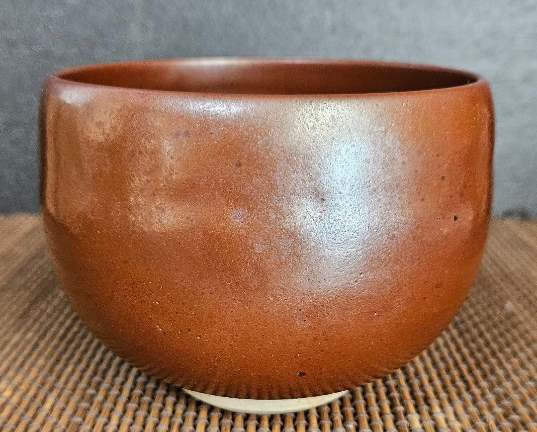 松風山焼　和同窯　藤本尚己(尚山)　鉄釉　茶碗　共箱　共布　陶歴書　茶道具　茶器