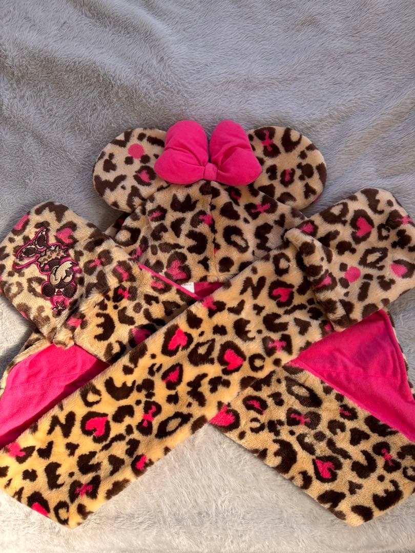 ミニー・マウス ヒョウ柄フリースキャップ