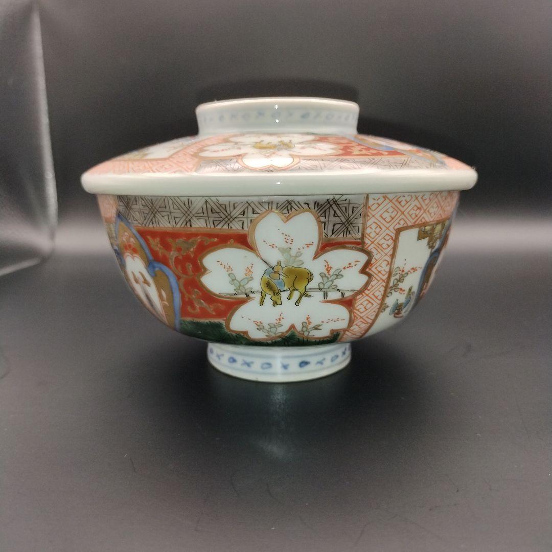 錦手　蓋付き茶碗　5客　古伊万里　伊万里焼　旧家蔵出し　希少