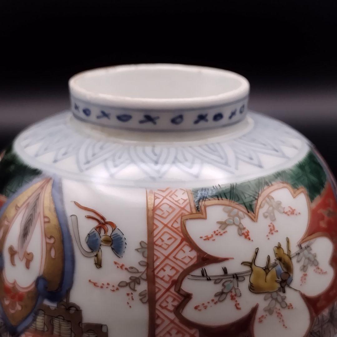 錦手　蓋付き茶碗　5客　古伊万里　伊万里焼　旧家蔵出し　希少