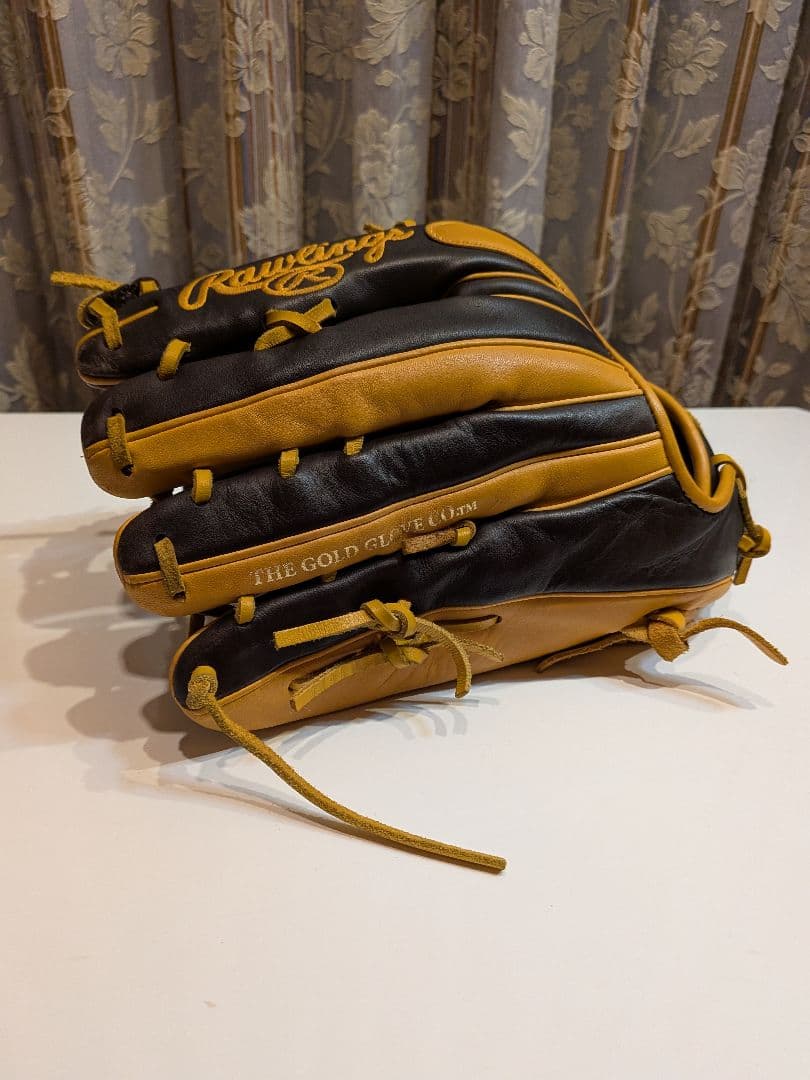 お*り様 Rawlings 軟式グローブ 黒/黄 ハーパーサイン