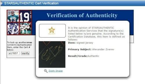 直筆サイン入りユニフォーム アレクサンダー・ズベレフ プロテニス選手