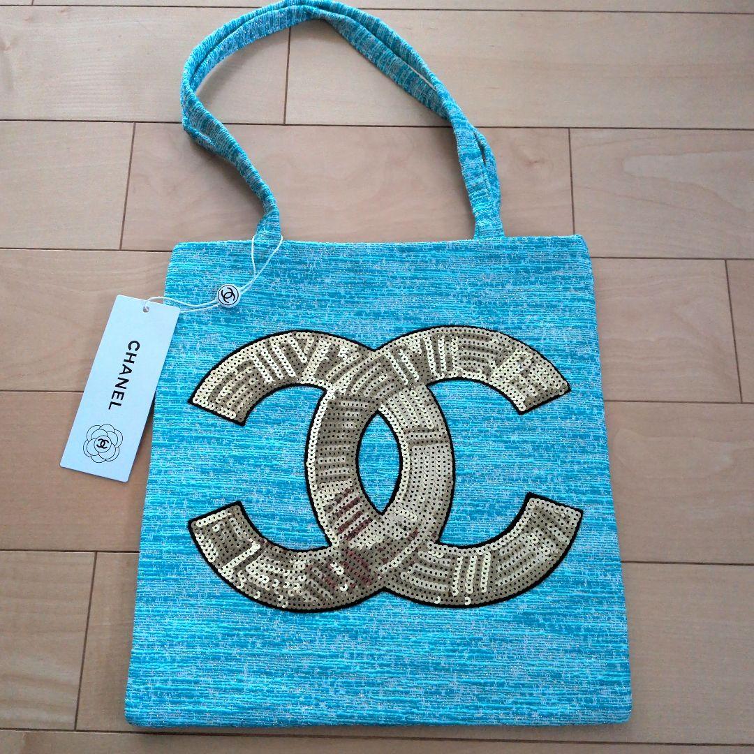 CHANEL CCロゴ トートバッグ 青