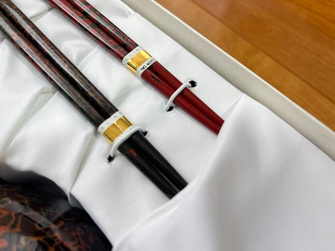 【新品未使用】 津軽塗 漆器 椀＆箸 2客セット【津軽塗夫婦椀・津軽塗夫婦箸】