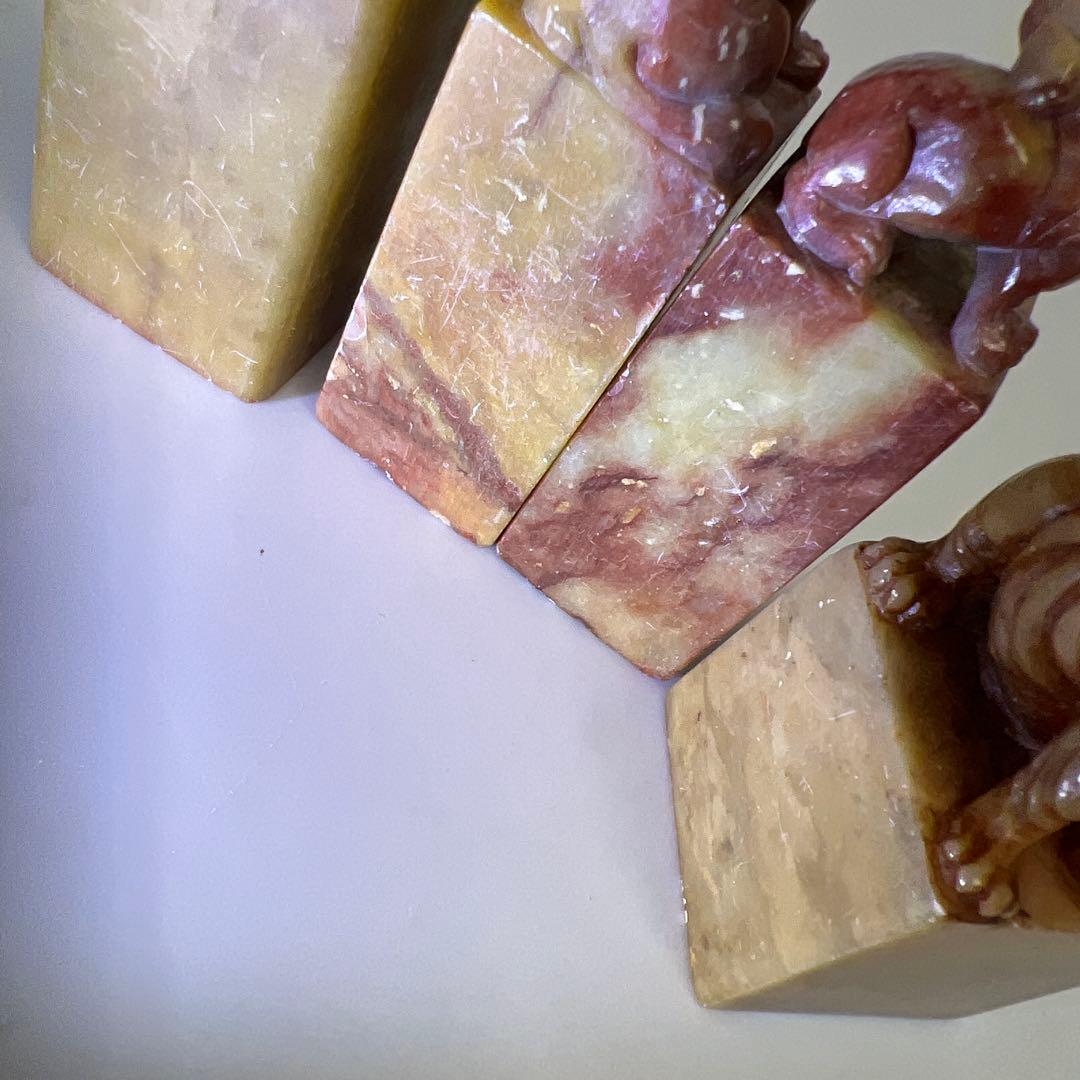 中国古玩　寿山石印材　1346g 高さ約6~13.5㎝　東Y8-0204☆2F