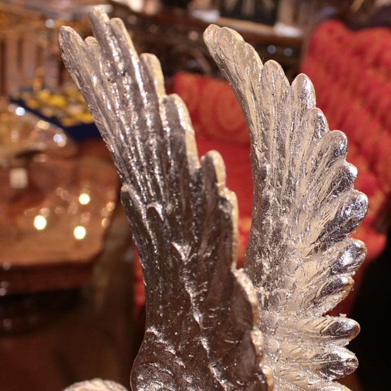 天使のオブジェ シルバーカラー 樹脂製 高さ41cm 銀 143-138