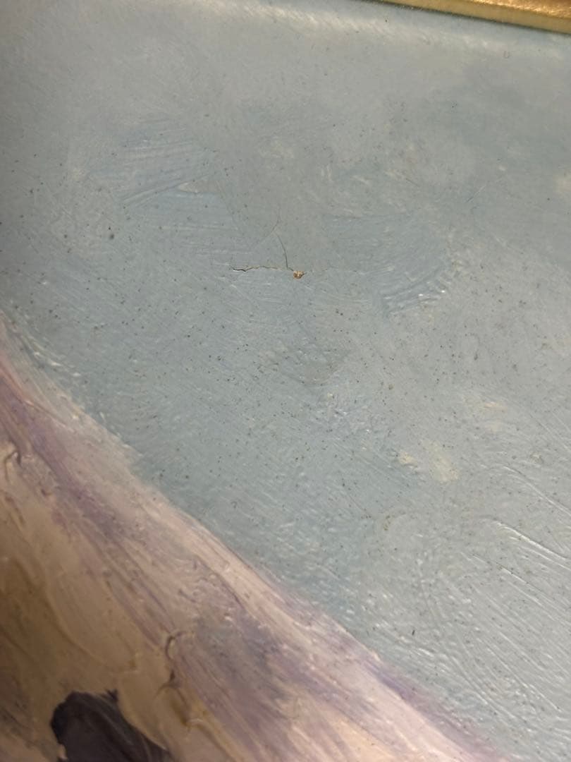 小渓住久　油彩画「富士快晴 忍野にて」真作　額付き