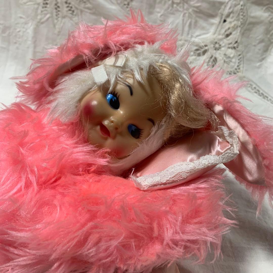 ヴィンテージ　ラバーフェイスドール　バニー　オルゴールつき