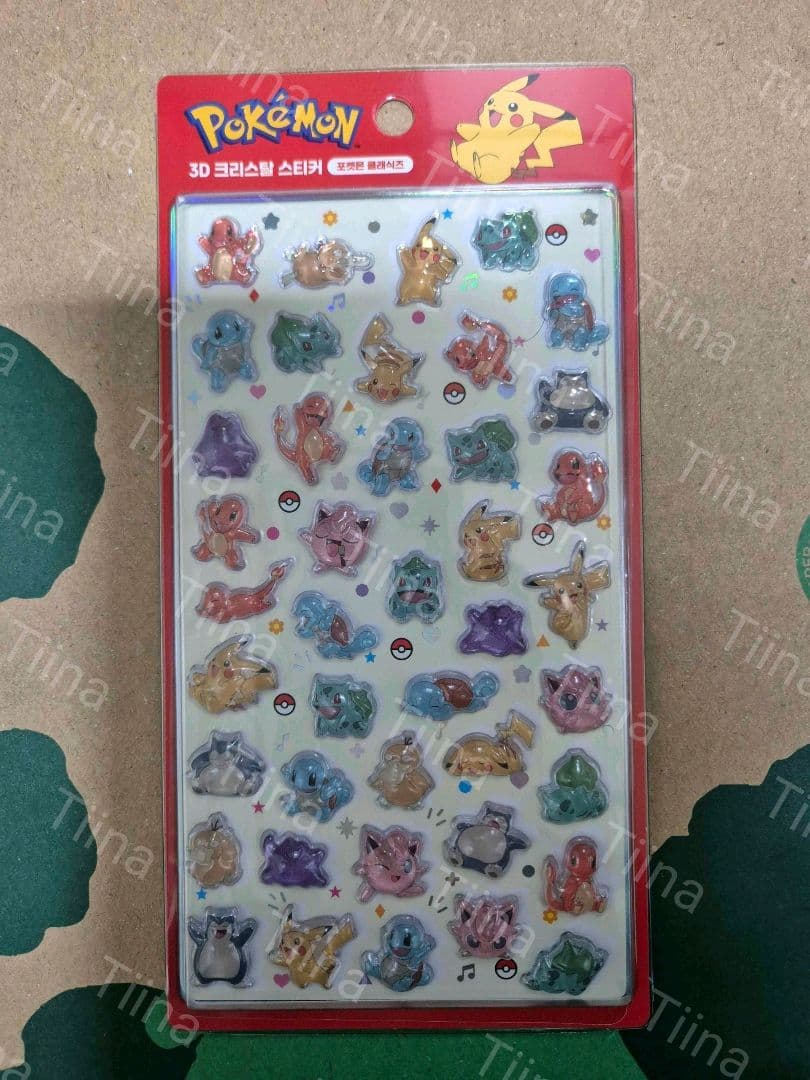 8枚セット 韓国限定 ポケモン ドロップシール 3D ぷっくり 硬い　シール