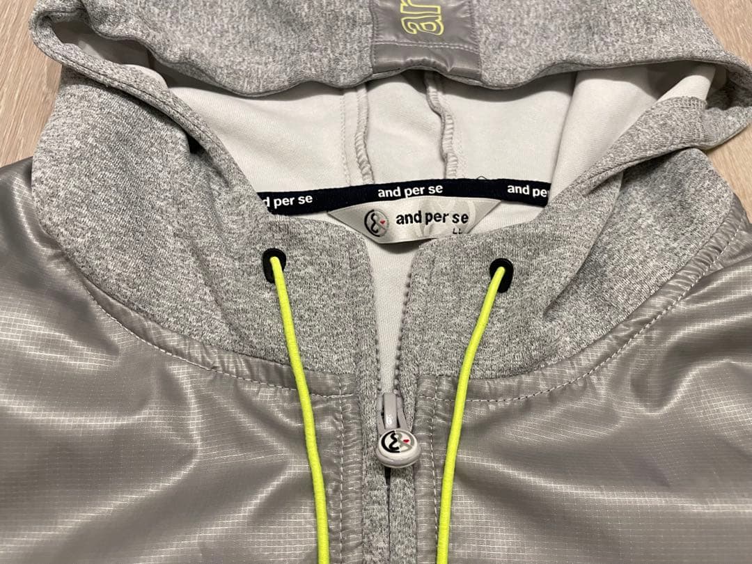 美品　and per se メンズ　フード付きスエットパーカー　LL グレー