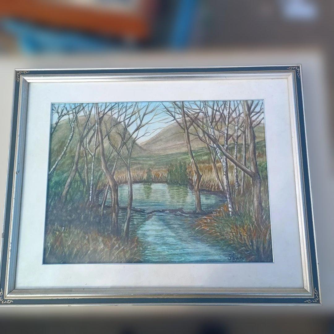 5192）水彩画　池溜り　俊の印あり