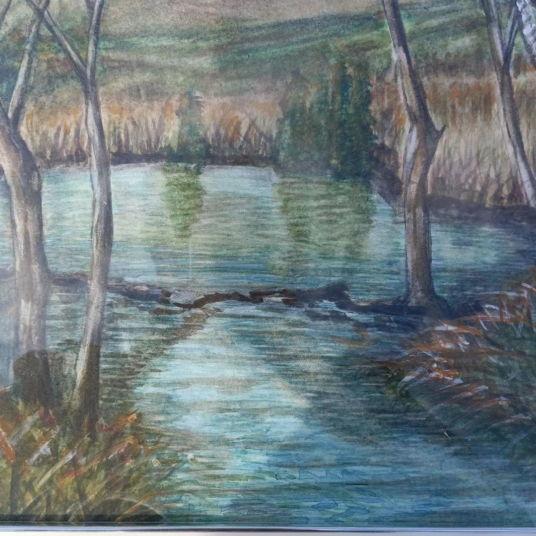 5192）水彩画　池溜り　俊の印あり