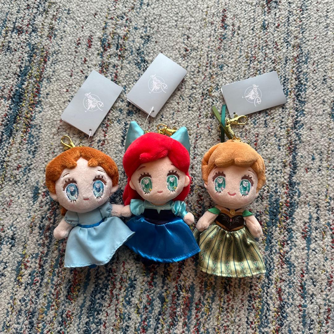 tiny ぬいぐるみキーホルダー　アリエル アナ 2体ディズニーストア