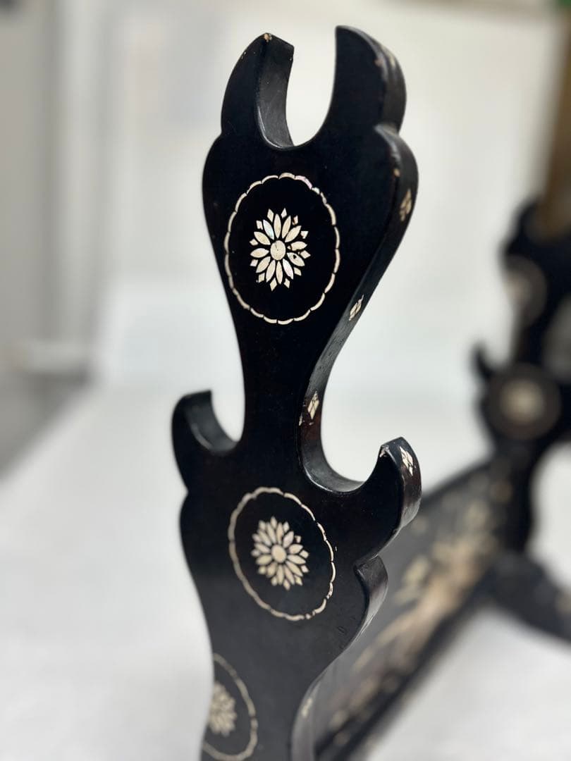 刀掛け 螺鈿　武具　三本掛け　日本刀