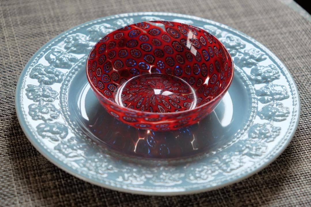 ベネチアンガラス プレート ミルフィオリ 検/アラビア 江波冨士子 花瓶 ムラノ