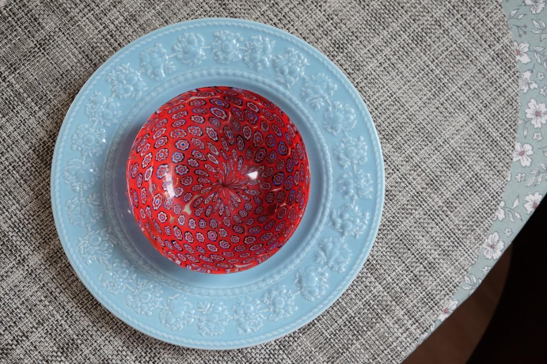 ベネチアンガラス プレート ミルフィオリ 検/アラビア 江波冨士子 花瓶 ムラノ