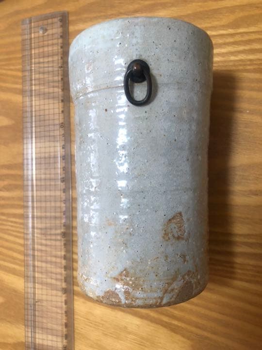 萩焼　十代三輪休雪　旅枕花入