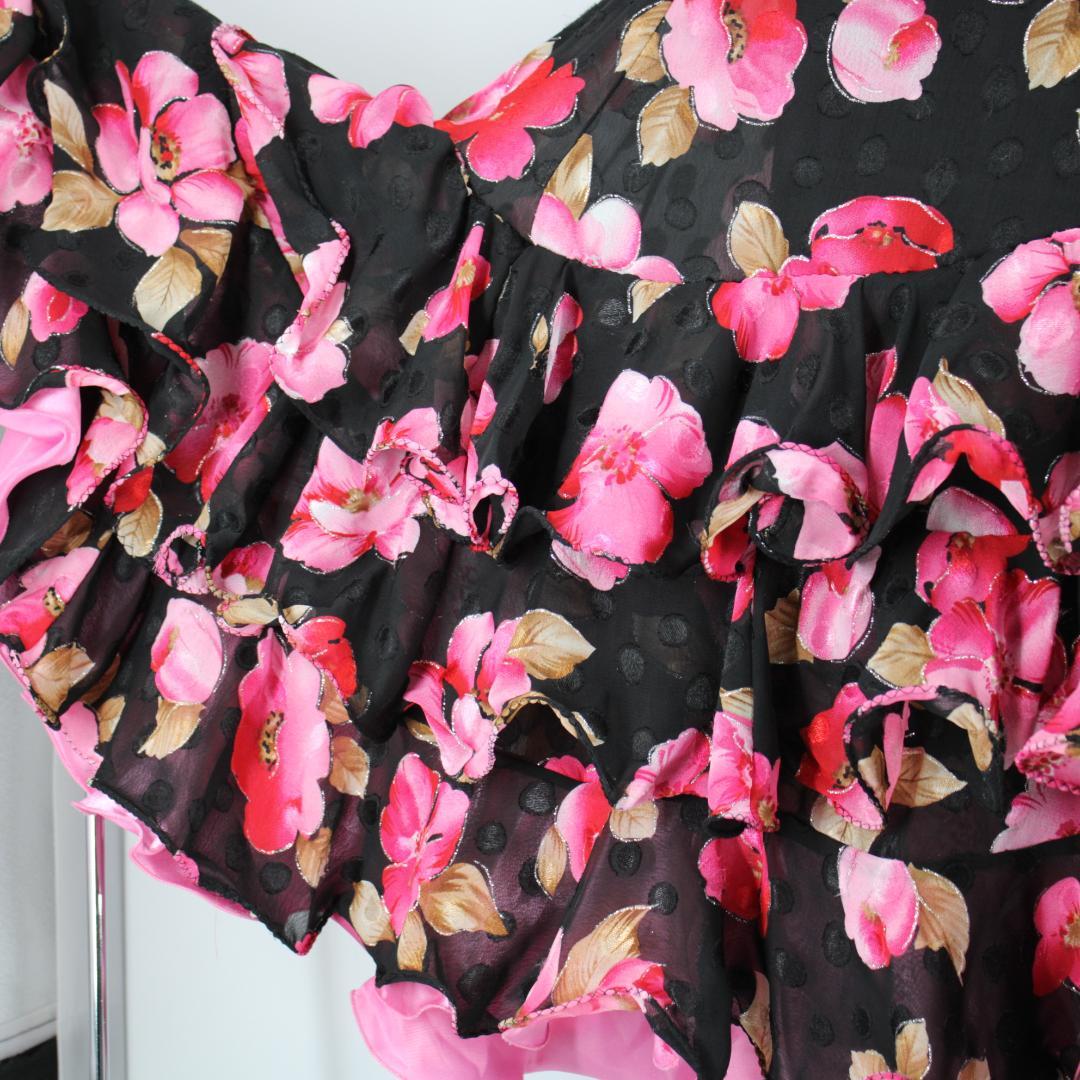 【フラメンコ衣装】ブラック×花柄 primaboutique ワンピース ドレス