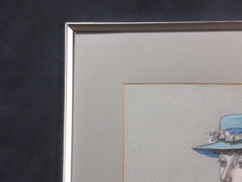 寺島龍一　直筆サイン『女性』ペーパーにパステル画 10号 0313B