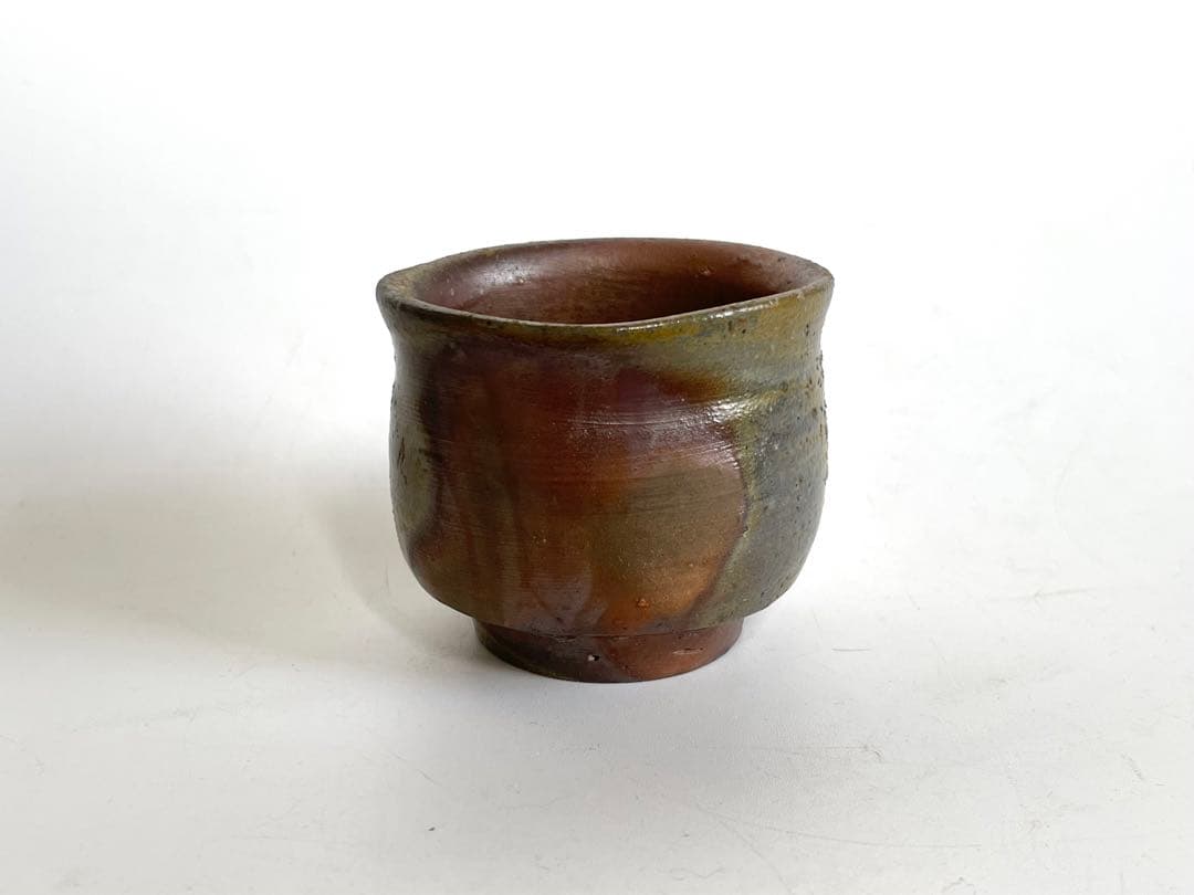 陶芸家　伊勢崎満　備前　ぐい呑　酒器　備前焼　窯変　伊勢崎陽山　共箱