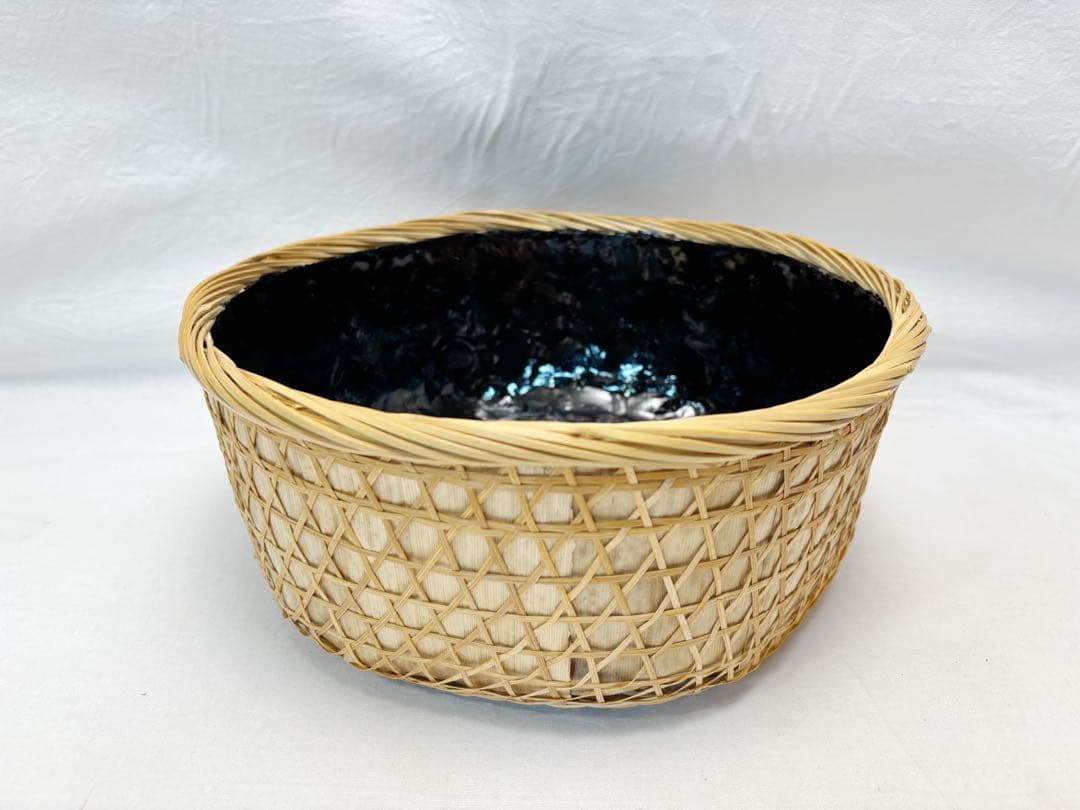 ほぼ未使用 茶道具 又妙斎好写 唐筆篭炭斗 一双（炉用・風炉用）炭取 竹細工紙箱