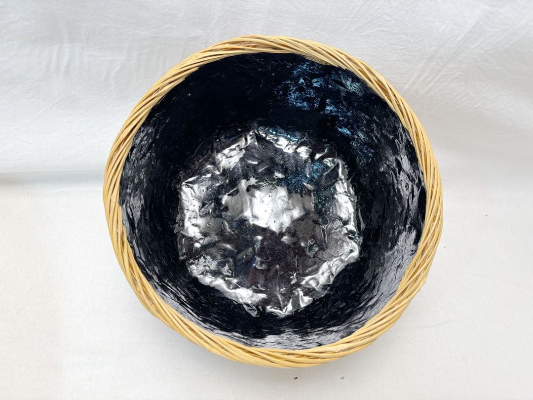 ほぼ未使用 茶道具 又妙斎好写 唐筆篭炭斗 一双（炉用・風炉用）炭取 竹細工紙箱