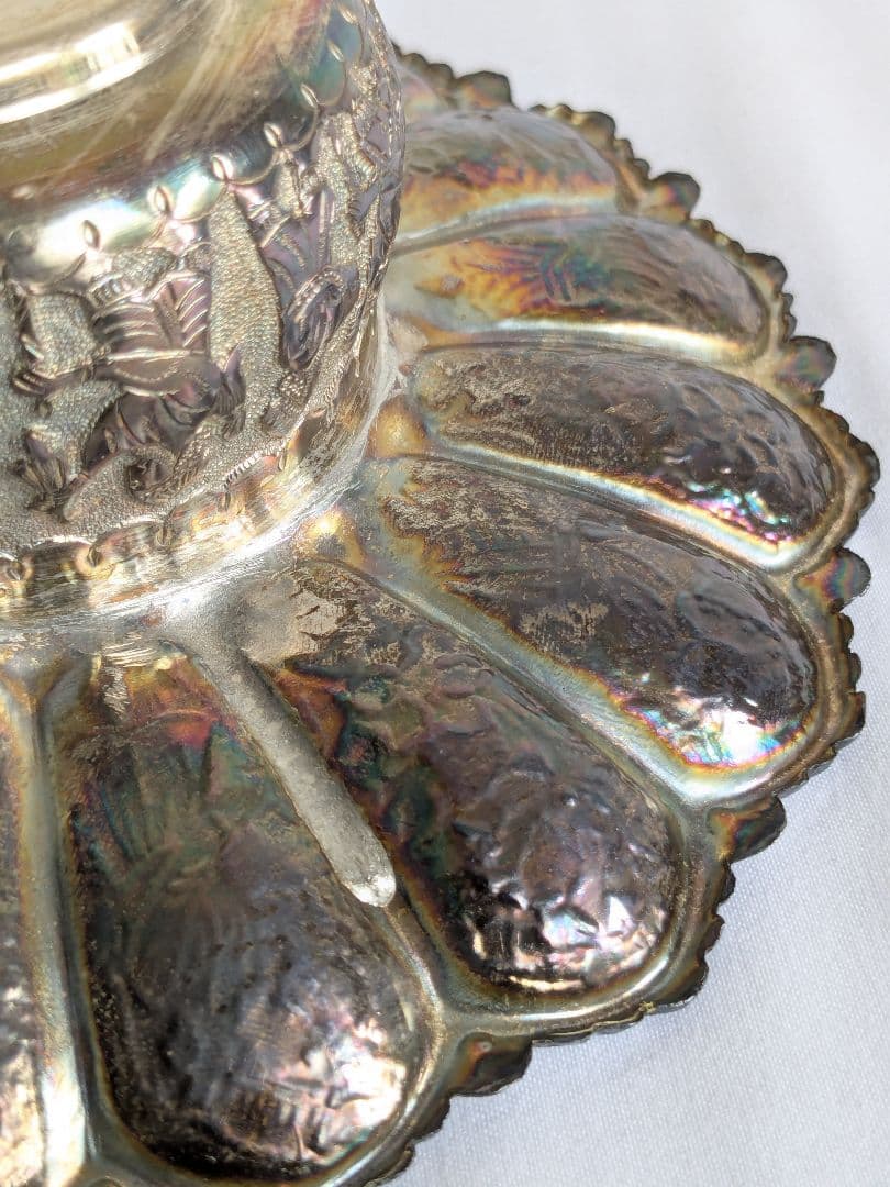 アンティーク ロシア製シルバー コンポート皿 花型 装飾皿 工芸品 小物入れ